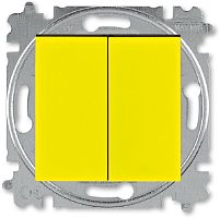 Выключатель кнопочный без рамки ABB EPJ Levit 2-кл. желтый/дымчатый чёрный картинка